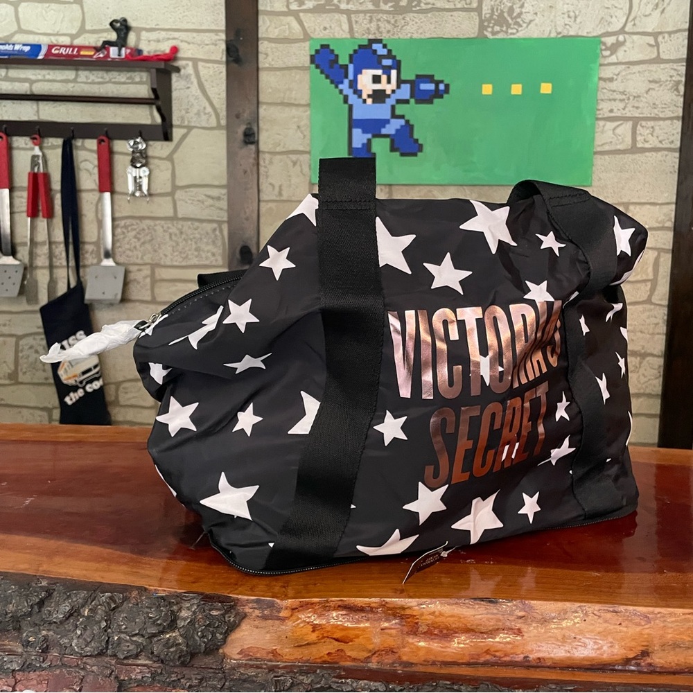 Victoria’s Secret Celestial Shimmer Star Collapsible Rosegold/Black Tote - NWT - Picture 4 of 13